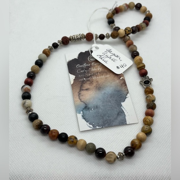 Jasper Agate Half Mala - Picture 1 of 3